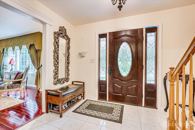 10 Dellview Dr, Edison, NJ 08820 - foyer with light marble finish floors and stairway