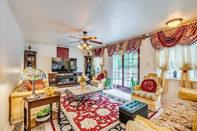 10 Dellview Dr, Edison, NJ 08820 - living area with plenty of natural light, ceiling fan, and a glass covered fireplace