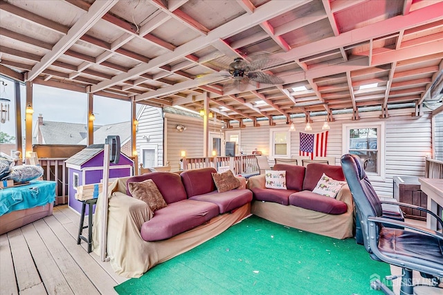 12 Church St, Sayreville, NJ 08872 - deck with outdoor lounge area and ceiling fan