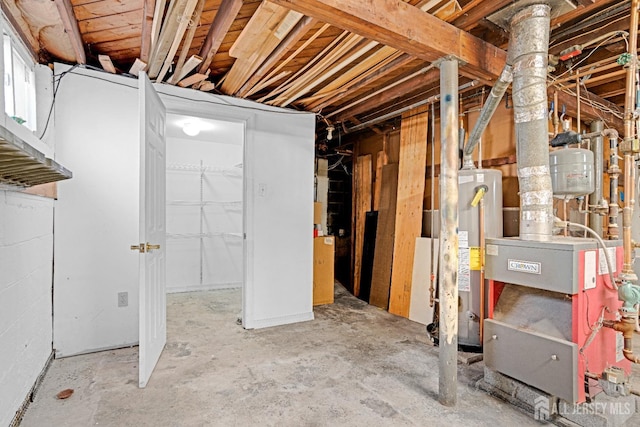 basement with water heater