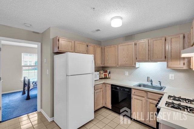 84 Prestwick Way, Edison, NJ 08820 - kitchen featuring white appliances, a sink, light brown cabinetry, light countertops, and a textured ceiling