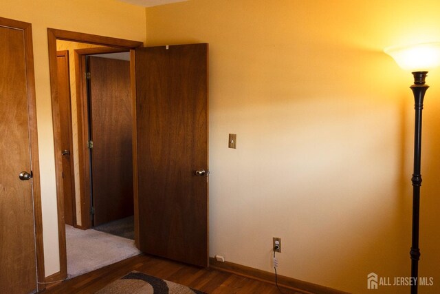 unfurnished bedroom with baseboards and wood finished floors