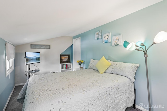 30 Clark Pl, Avenel, NJ 07001 - bedroom with dark colored carpet and vaulted ceiling