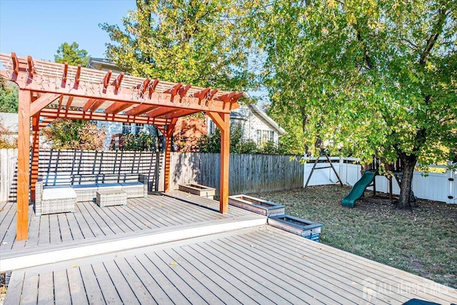 wooden deck with a pergola