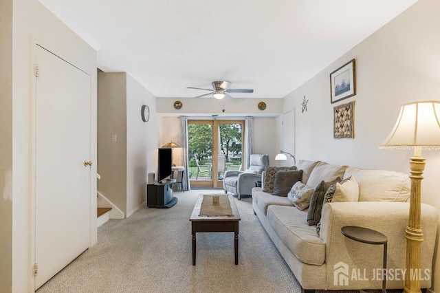 38 Foothills Dr, South River, NJ 08882 - carpeted living room featuring ceiling fan and baseboards