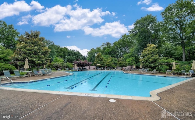 172 Sayre Dr, Plainsboro, NJ 08540 - community pool with a patio and view of wooded area