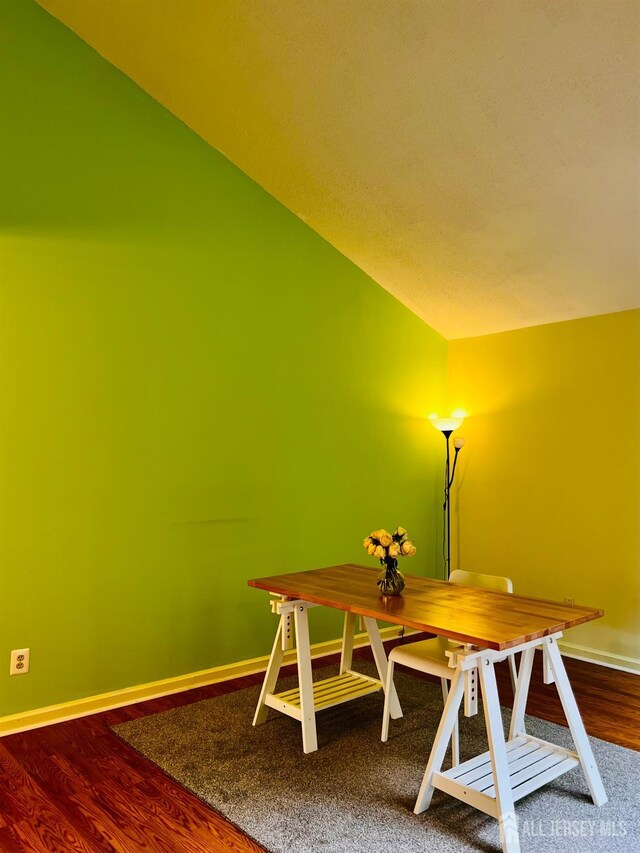 172 Sayre Dr, Plainsboro, NJ 08540 - office with vaulted ceiling, wood finished floors, and baseboards