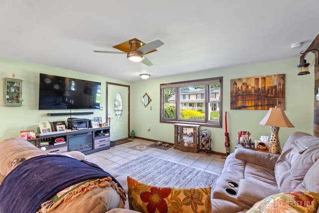 15 Creighton Cir, Old Bridge, NJ 08857 - living area with tile patterned flooring and a ceiling fan