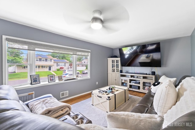 15 Creighton Cir, Old Bridge, NJ 08857 - living room with a ceiling fan and wood finished floors