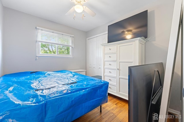 15 Creighton Cir, Old Bridge, NJ 08857 - bedroom with hardwood / wood-style flooring, a closet, and ceiling fan