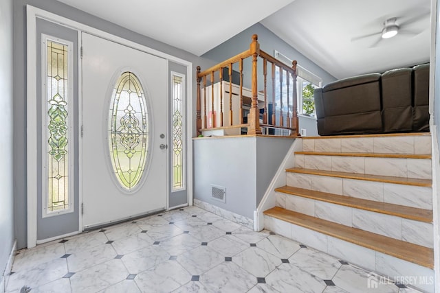 15 Creighton Cir, Old Bridge, NJ 08857 - foyer entrance with stairs and a ceiling fan