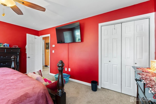 15 Creighton Cir, Old Bridge, NJ 08857 - bedroom with light carpet, a closet, and ceiling fan