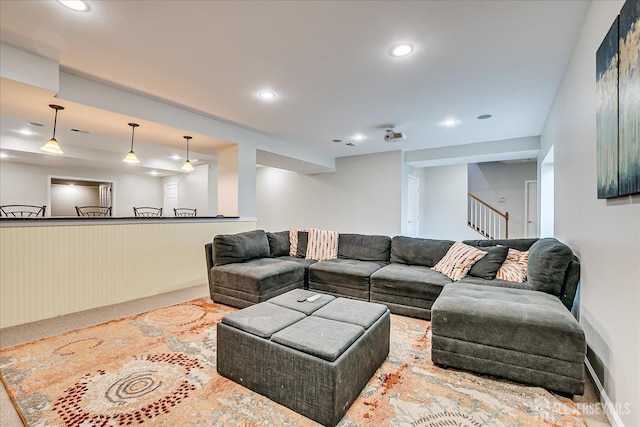 37 Equestrian Way, Monroe, NJ 08831 - living area featuring stairway and recessed lighting