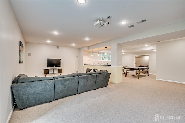 37 Equestrian Way, Monroe, NJ 08831 - living room featuring light colored carpet, recessed lighting, and baseboards