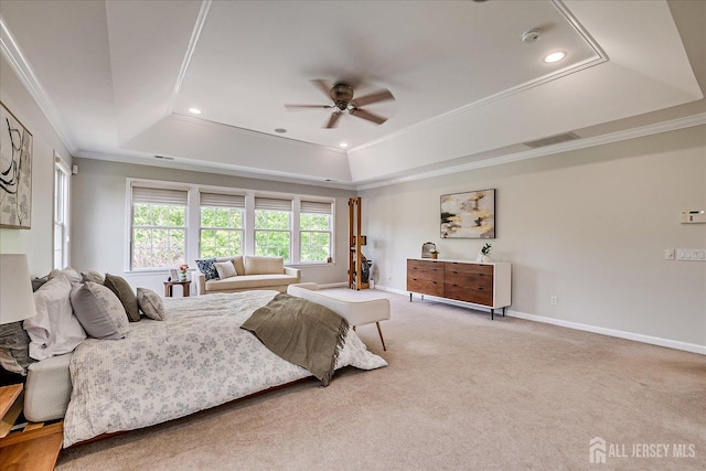 37 Equestrian Way, Monroe, NJ 08831 - bedroom with a raised ceiling, recessed lighting, carpet floors, crown molding, and baseboards