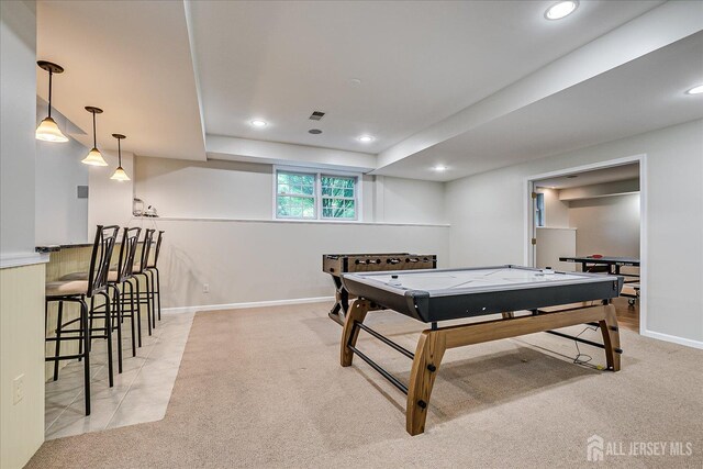 37 Equestrian Way, Monroe, NJ 08831 - recreation room featuring light carpet, recessed lighting, and baseboards