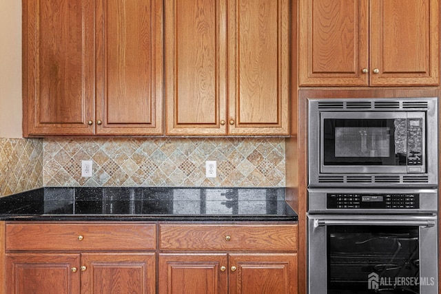 9 Narrow Brook Ct, Plainsboro, NJ 08536 - kitchen with stainless steel appliances, tasteful backsplash, and brown cabinets