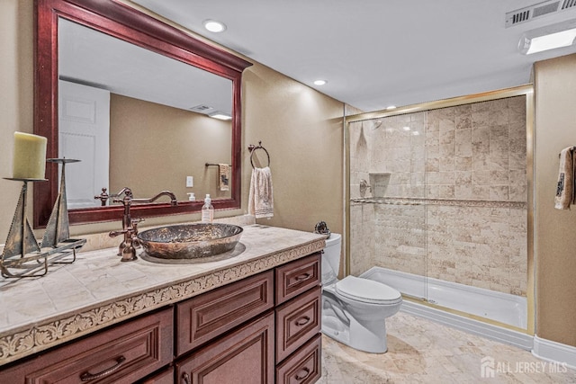 9 Narrow Brook Ct, Plainsboro, NJ 08536 - full bath featuring toilet, vanity, a shower stall, and recessed lighting