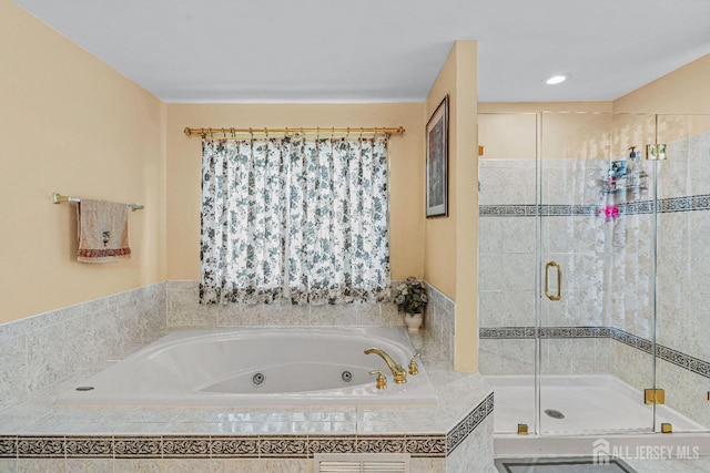 9 Narrow Brook Ct, Plainsboro, NJ 08536 - full bathroom featuring a jetted tub and a shower stall