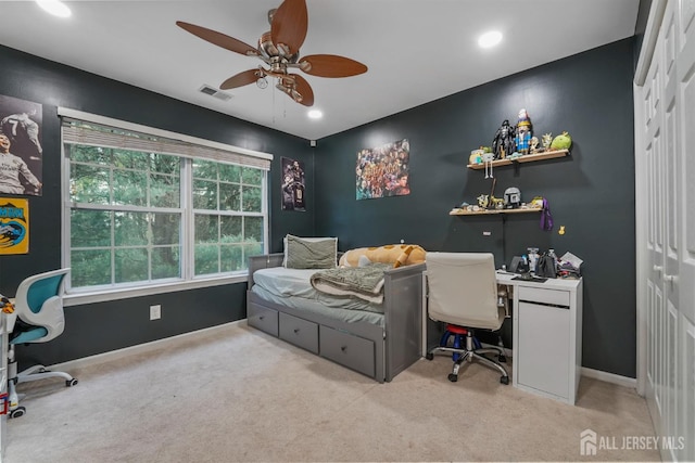 82 Heather Ct, South Brunswick, NJ 08852 - carpeted home office with ceiling fan, recessed lighting, and baseboards