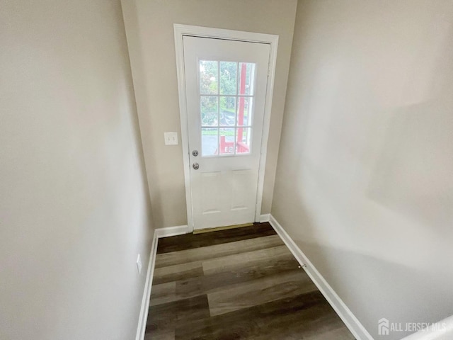 doorway to outside with dark hardwood / wood-style floors