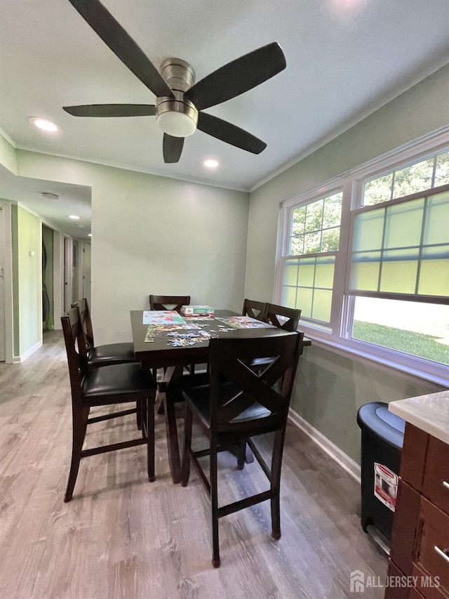 23 Hanover Sq Unit 23D, Middlesex, NJ 08846 - dining room with light wood finished floors, ceiling fan, and recessed lighting