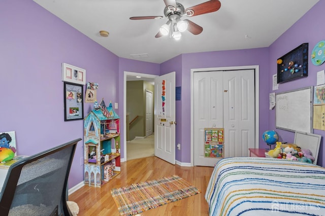 1905 Dahlia Cir S, Brunswick, NJ 08810 - bedroom featuring a closet, wood finished floors, and ceiling fan