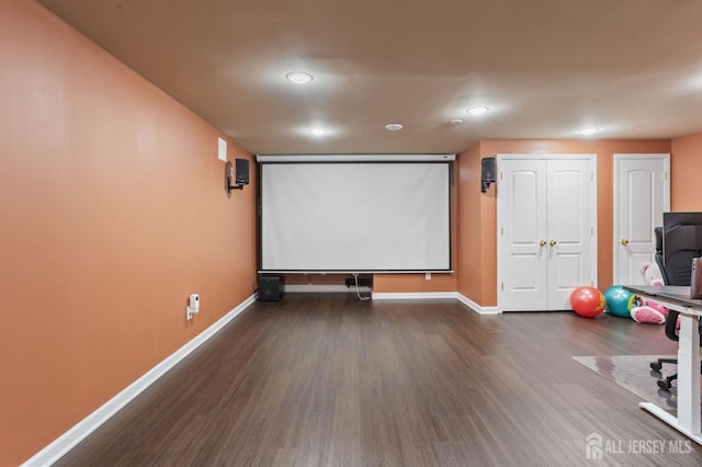 1905 Dahlia Cir S, Brunswick, NJ 08810 - home theater featuring wood finished floors and recessed lighting