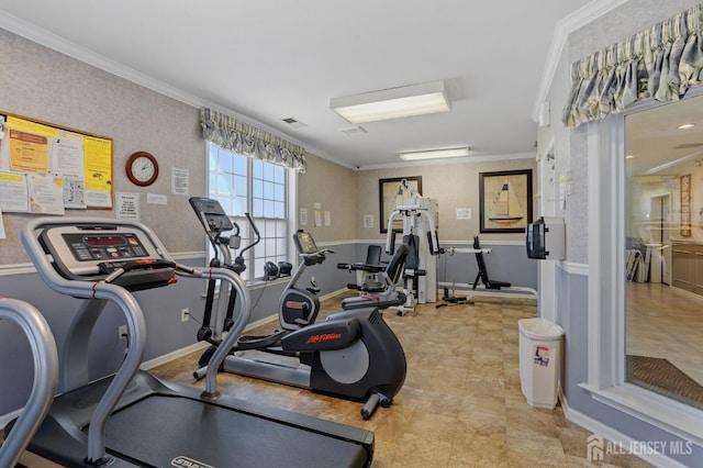 1905 Dahlia Cir S, Brunswick, NJ 08810 - workout area featuring crown molding and baseboards