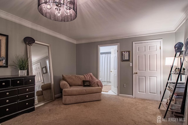 20 N Shore Blvd Unit B, Helmetta, NJ 08828 - living area with carpet floors, crown molding, and a chandelier