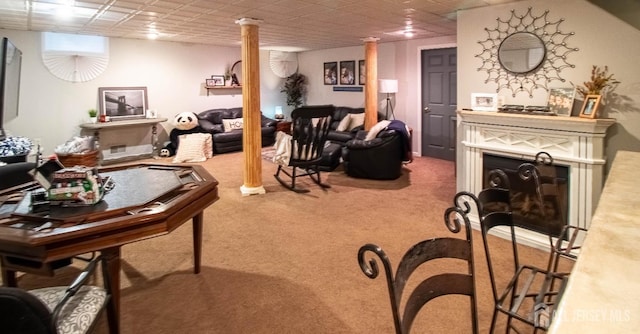 20 N Shore Blvd Unit B, Helmetta, NJ 08828 - living area featuring carpet floors and ornate columns