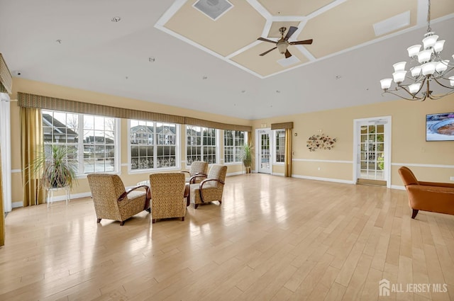 2022 Edward Stec Blvd, Edison, NJ 08837 - living area with healthy amount of natural light, light wood-style floors, a chandelier, and high vaulted ceiling