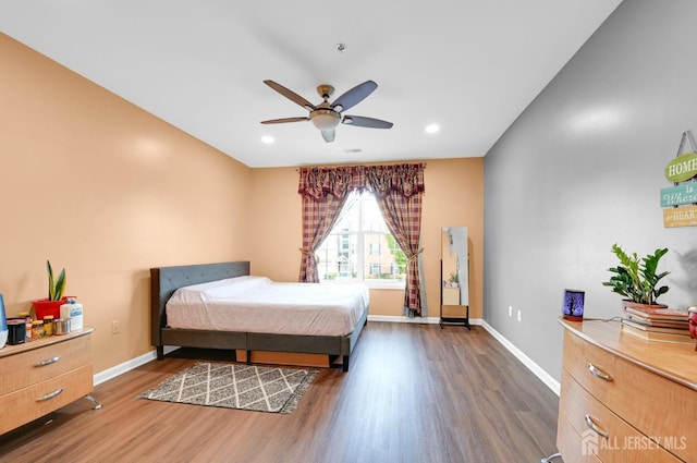 2022 Edward Stec Blvd, Edison, NJ 08837 - bedroom featuring wood finished floors, baseboards, a ceiling fan, and recessed lighting
