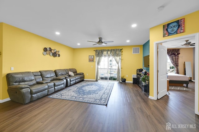 2022 Edward Stec Blvd, Edison, NJ 08837 - living area featuring a ceiling fan, wood finished floors, baseboards, and recessed lighting
