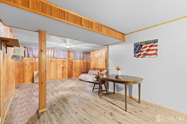 75 Princeton Rd, Old Bridge, NJ 08859 - living area with wood finished floors, wooden walls, and baseboards