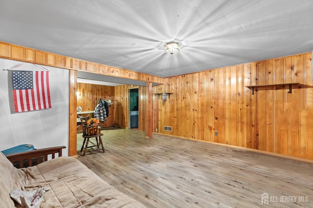 75 Princeton Rd, Old Bridge, NJ 08859 - living area featuring wood finished floors and wooden walls