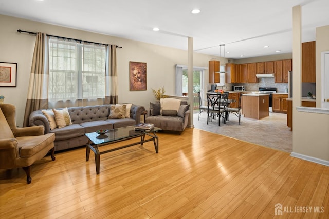 11 Winding Brook Way, Edison, NJ 08820 - living area featuring light wood-style flooring and recessed lighting