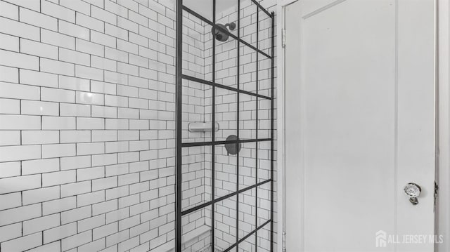 interior space with tiled shower