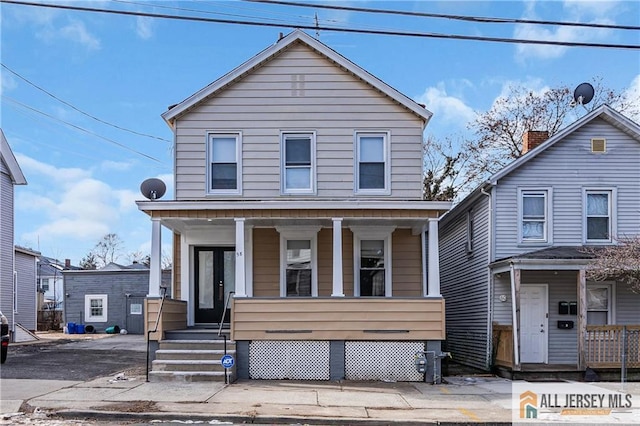 view of front of property with covered porch