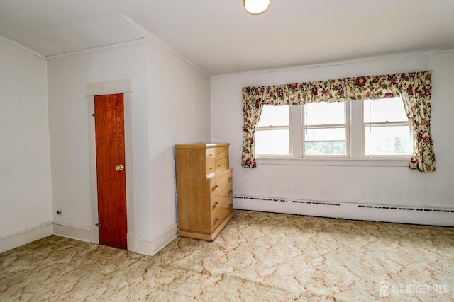 1107 River Rd, Piscataway, NJ 08854 - unfurnished room featuring a baseboard radiator and crown molding