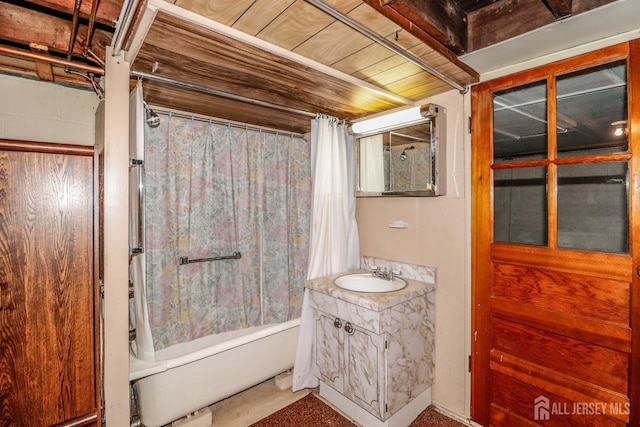 1107 River Rd, Piscataway, NJ 08854 - full bathroom with vanity and shower / bath combo with shower curtain