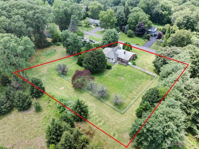 294 Fresh Pond Rd, South Brunswick, NJ 08902 - aerial view of property and surrounding area featuring property parcel outlined and a forest