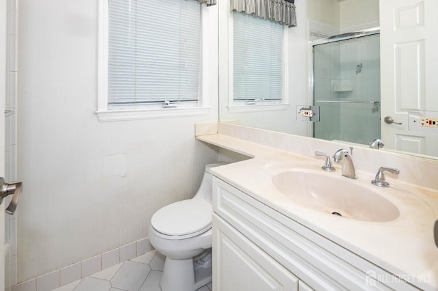 294 Fresh Pond Rd, South Brunswick, NJ 08902 - bathroom with vanity, a shower with shower door, and tile patterned floors