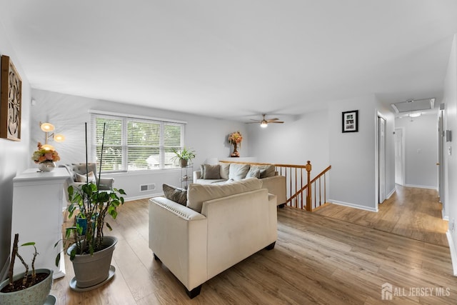 45 Kenmore Rd, Edison, NJ 08817 - living area featuring attic access, wood finished floors, and a ceiling fan