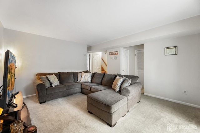 45 Kenmore Rd, Edison, NJ 08817 - living area featuring light carpet and stairs