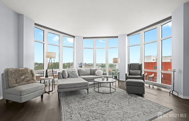 20 Livingston Ave Unit 601, New Brunswick, NJ 08901 - living room with expansive windows, plenty of natural light, and dark wood-style flooring