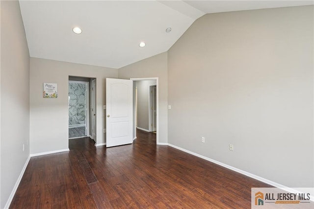 1115 Joseph Ct, South Plainfield, NJ 07080 - empty room with lofted ceiling, baseboards, wood finished floors, and recessed lighting