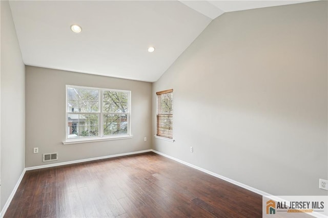 1115 Joseph Ct, South Plainfield, NJ 07080 - empty room with lofted ceiling, baseboards, wood finished floors, and recessed lighting