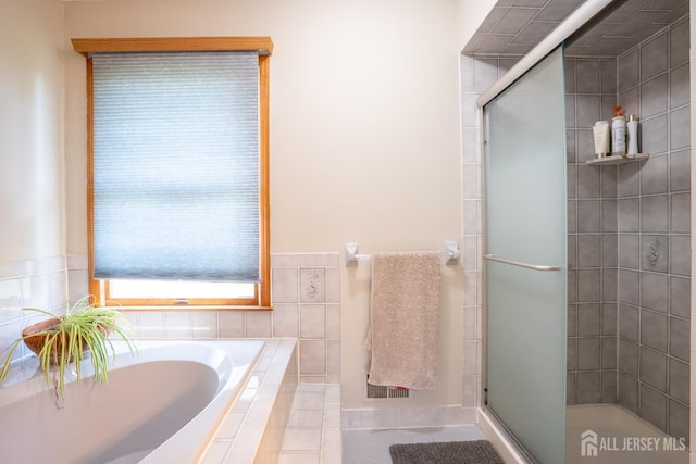 10 Chelsea Ct, South Brunswick, NJ 08810 - full bath with a bath, tiled shower, and tile patterned floors