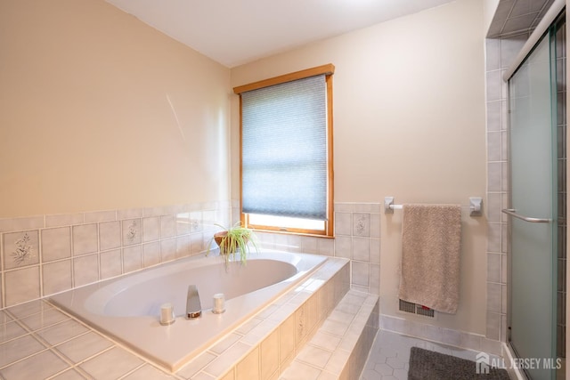 10 Chelsea Ct, South Brunswick, NJ 08810 - full bath with a bath, tiled shower, and tile patterned flooring